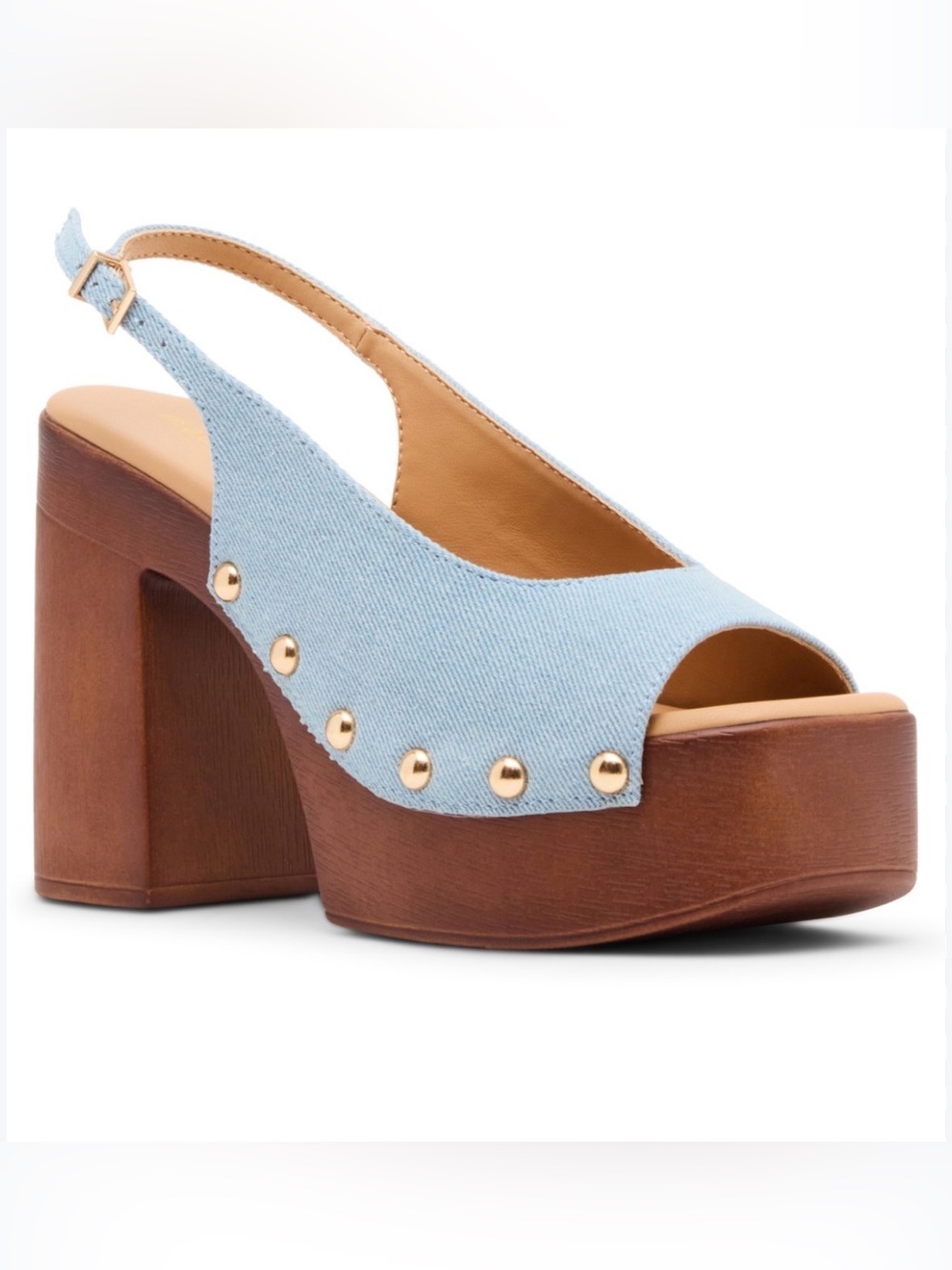 New madden Girl Xanadu Platform Slingback Sandal in Light Blue Denim 8